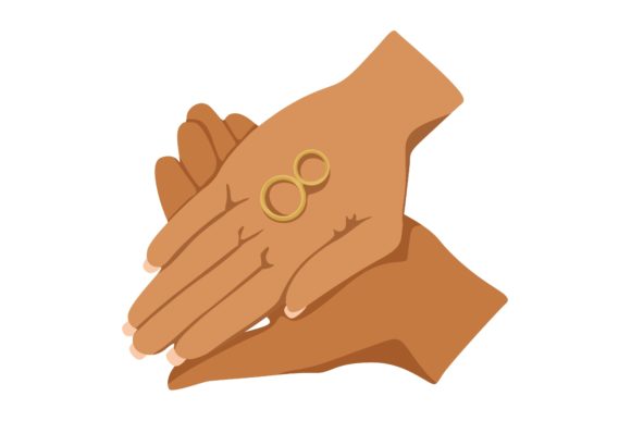 Capturing Commitment: The Wedding Ring on Couple Hands Vector
