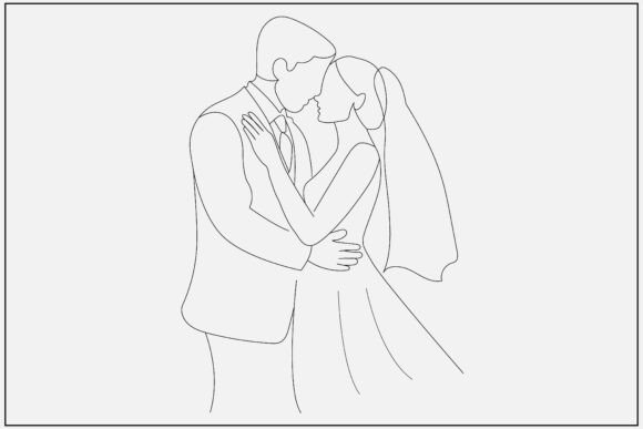 Capturing Romance: The Versatility of Wedding Couple Embrace Line Art