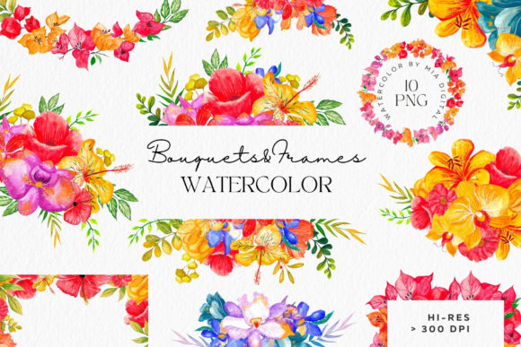 Designing with Elegance: Floral Bouquets & Border Frames