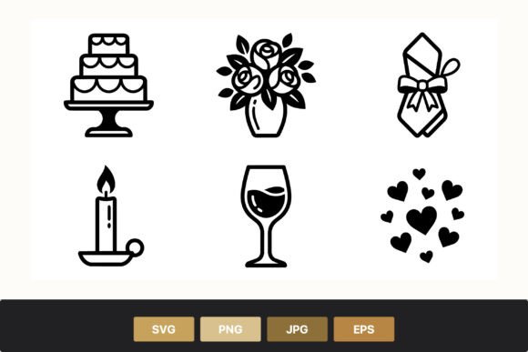 Elegant Monochrome Graphics for Wedding Design Projects