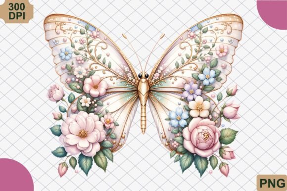 Timeless Romance: Crafting with Watercolor Floral Butterfly Designs