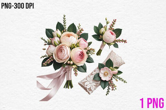 Timeless Romance: The Wedding Floral Set Clipart PNG