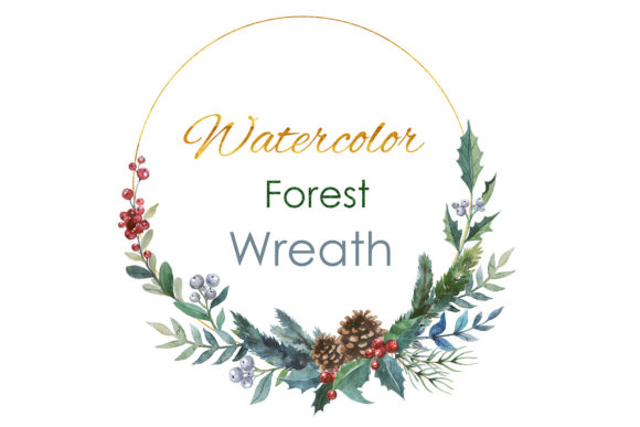 Winter Wreath PNG: Watercolor Wedding & Holiday Greenery Clipart